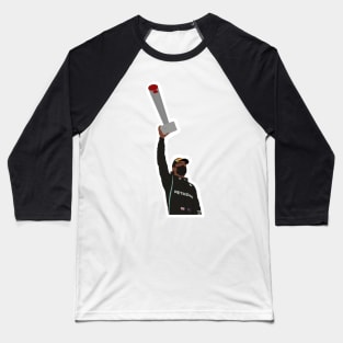 Lewis Hamilton celebrating on the podium of the 2021 Qatar Grand Prix Baseball T-Shirt